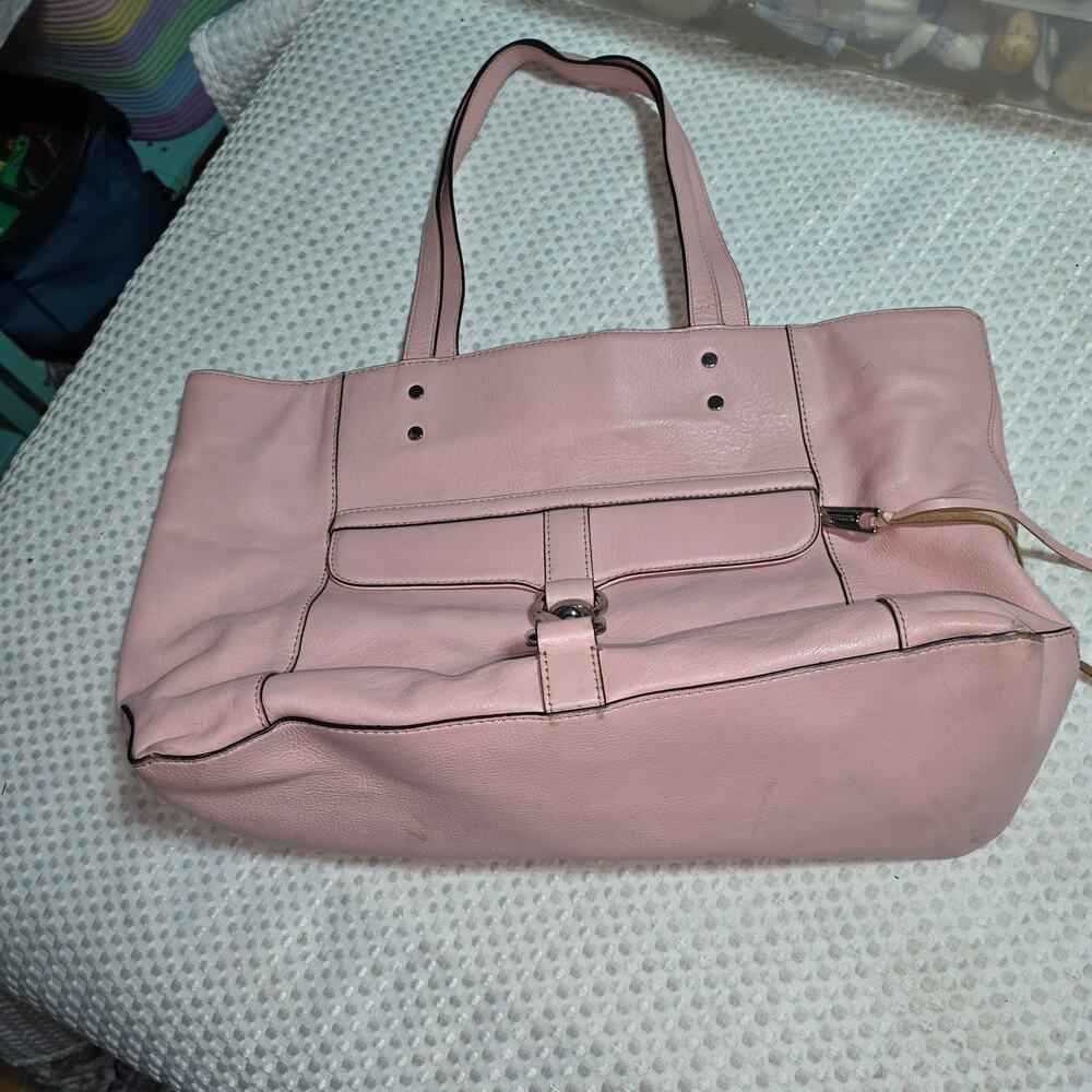 REBECCA MINKOFF XL PINK LEATHER BOWERY TOTE BAG